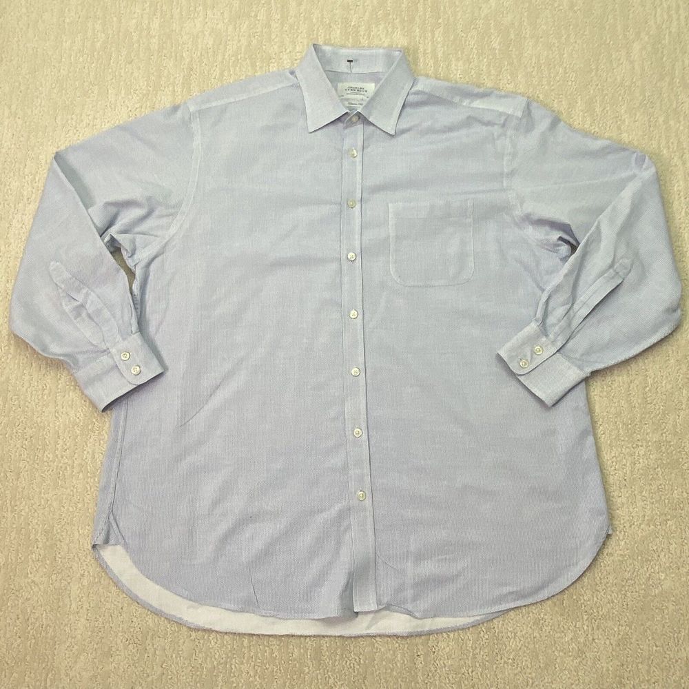 Charles Tyrwhitt Button Down Shirt‎ Adult BlueLong Sleeve Size 18/35*
